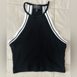 Topshop Black and White Ribbed Crop Tank